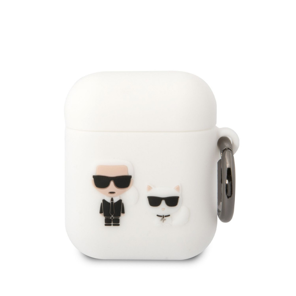 Karl Lagerfeld and Choupette Apple AirPods 1/2 szilikon tok fehér (KLACA2SILKCW)